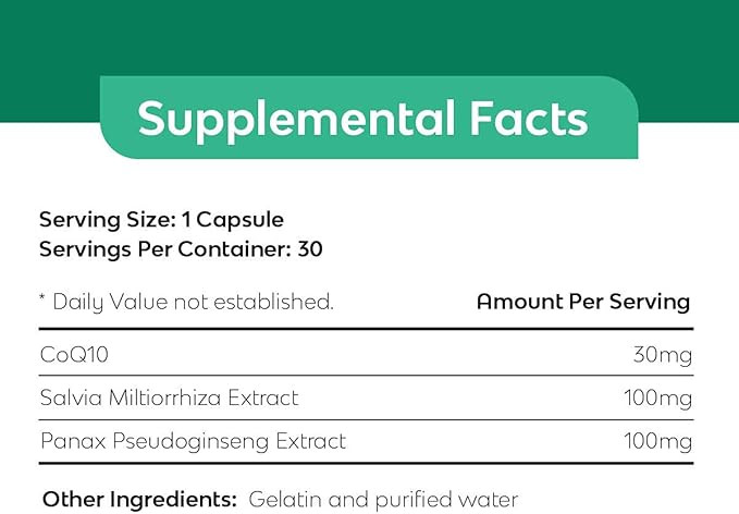 VigorHeart-The Natural Heart Supplements Pills with Coq 10, Salvia Miltiorrhiza, and Panax Pseudoginseng (30 Capsules)