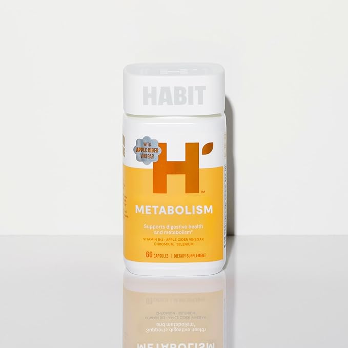 Habit Metabolism Supplement (60 Capsules) - Supports Digestive Health & Metabolism, Vitamin B12, Selenium, Chromium, Apple Cider Vinegar, Vegan, Non-GMO (1 Pack)