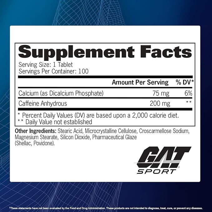 GAT Sport Essentials Caffeine Metabolism and Performance, 100 Tablets