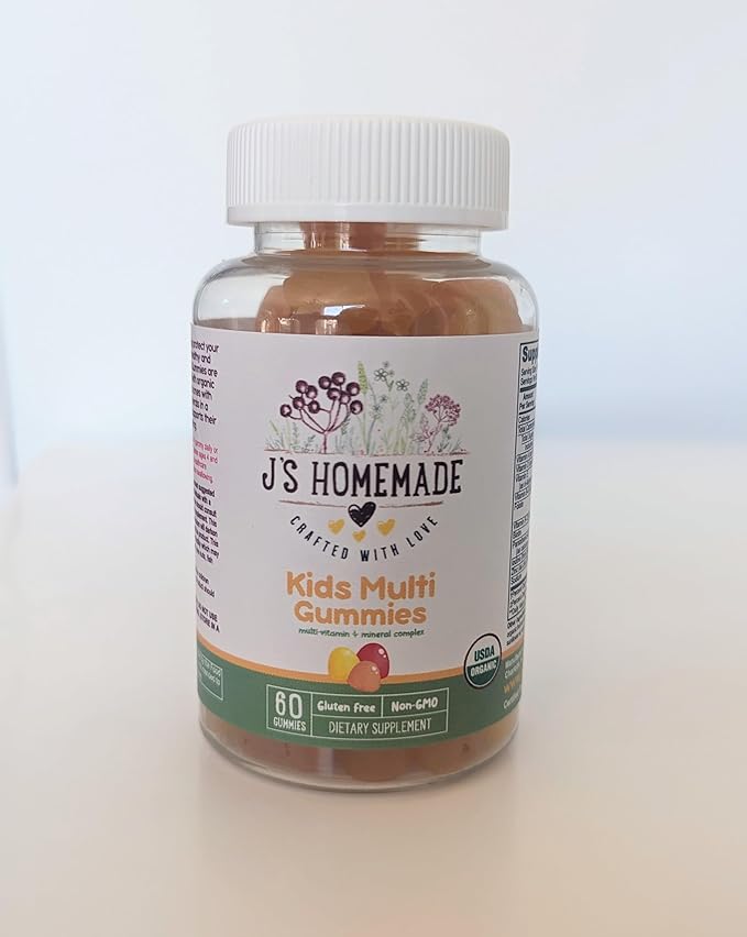 J's Homemade Organic Kids Multi Vitamin Gummies | USDA Organic | Vegetarian | Gluten Free | Multivitamin