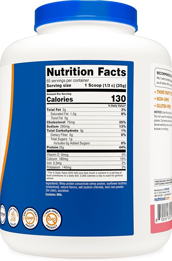 Nutricost Whey Protein Concentrate (Strawberry Milkshake) 5LBS - Gluten Free & GMO Free
