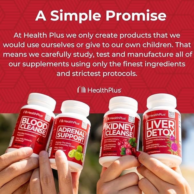 Health Plus, Liver Detox, Natural Herbal Liver Support & Detox Supplement with Milk Thistle, Dandelion and Turmeric Root, 60 capsules