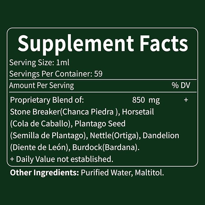 Herbal Drops Extract with Stone Breaker, Kidney Stone Dissolve & Gallstone Dissolver, Detox Support. 6oz-Apple