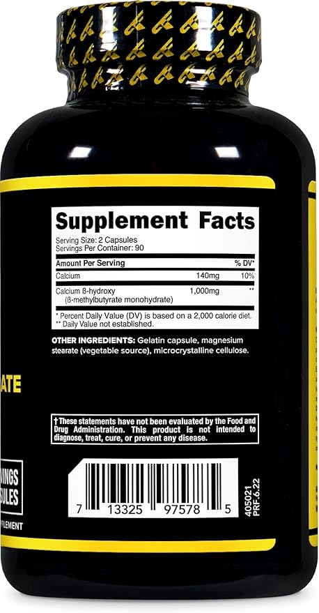 Primaforce HMB (Beta-Hydroxy Beta-Methylbutyrate) 1000mg, 180 Capsules (500mg Per Capsule) - Gluten Free and Non-GMO Supplement
