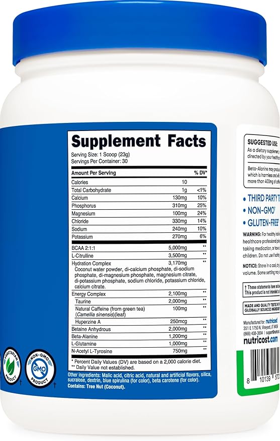 Nutricost Intra Workout Powder, 30 Servings (Green Apple) - Non-GMO, Gluten-Free Supplement