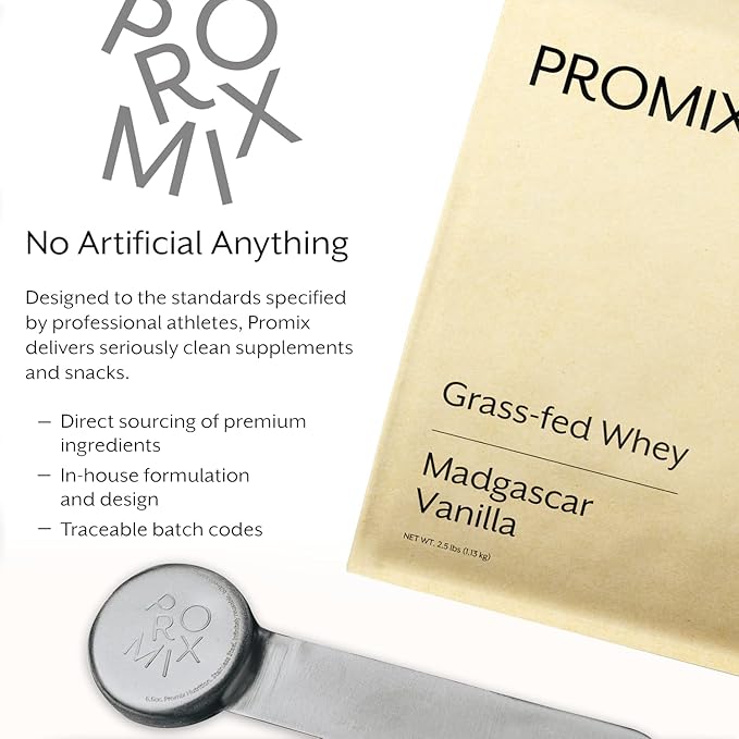 Promix Whey Protein Powder, Vanilla - 2.5lb Bulk - Grass-Fed & 100% All Natural - Post Workout Fitness & Nutrition Shakes, Smoothies, Baking & Cooking Recipes - Gluten-Free & Keto-Friendly