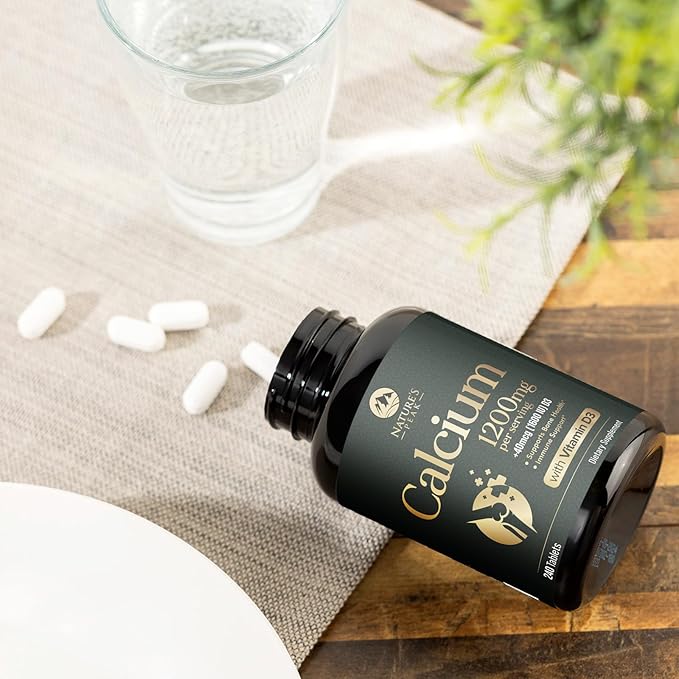 Calcium 1200 mg with Vitamin D3, Calcium Supplement Vitamins, Bone, Teeth & Immune Health Support, Calcium Supplements with D for Women & Men, Nature's Absorbable Calcium Carbonate - 240 Tablets