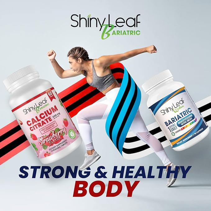 Bariatric Multivitamin with Iron Capsules and Calcium Citrate Chewable Strawberry Flavor - for Post Bariatric Surgery Including Gastric Bypass and Sleeve (3 Months)