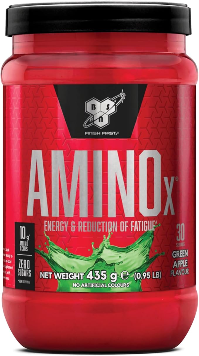 BSN Amino X Muscle Recovery & Endurance Powder with BCAAs, 10 Grams of Amino Acids, Keto Friendly, Caffeine Free, Flavor: Green Apple, 30 servings (Packaging may vary)