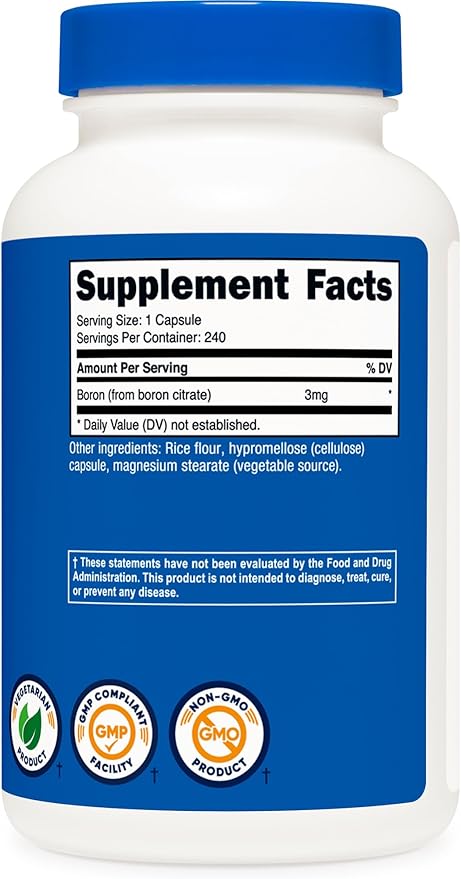 Nutricost Boron 3mg Supplement, 240 Vegetarian Capsules - Gluten Free and Non-GMO