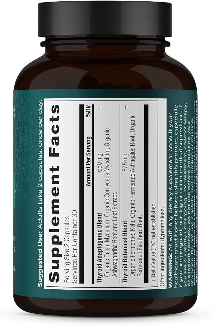 Thyroid Support Supplement with Ashwaghanda by Ancient Nutrition, Thyroid Capsules, Promotes Restful Sleep and Reduced Stress, Gluten Free, Paleo and Keto Friendly, 60ct