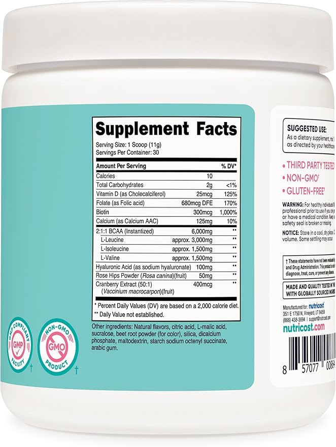 Nutricost BCAA for Women (Strawberry Lemonade, 30 Servings) - Formulated Specifically for Women - Non-GMO and Gluten-Free