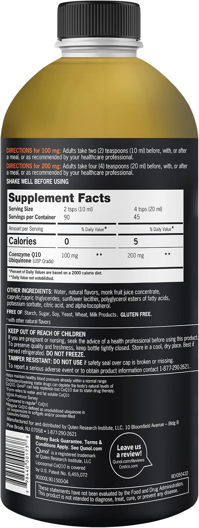 Qunol CoQ10 Liquid Supplement 100mg, Superior Absorption, Natural Form of Coenzyme Q10, Antioxidant for Heart Health, Orange Pineapple Flavored, 90 Servings, 30.4 oz Bottle