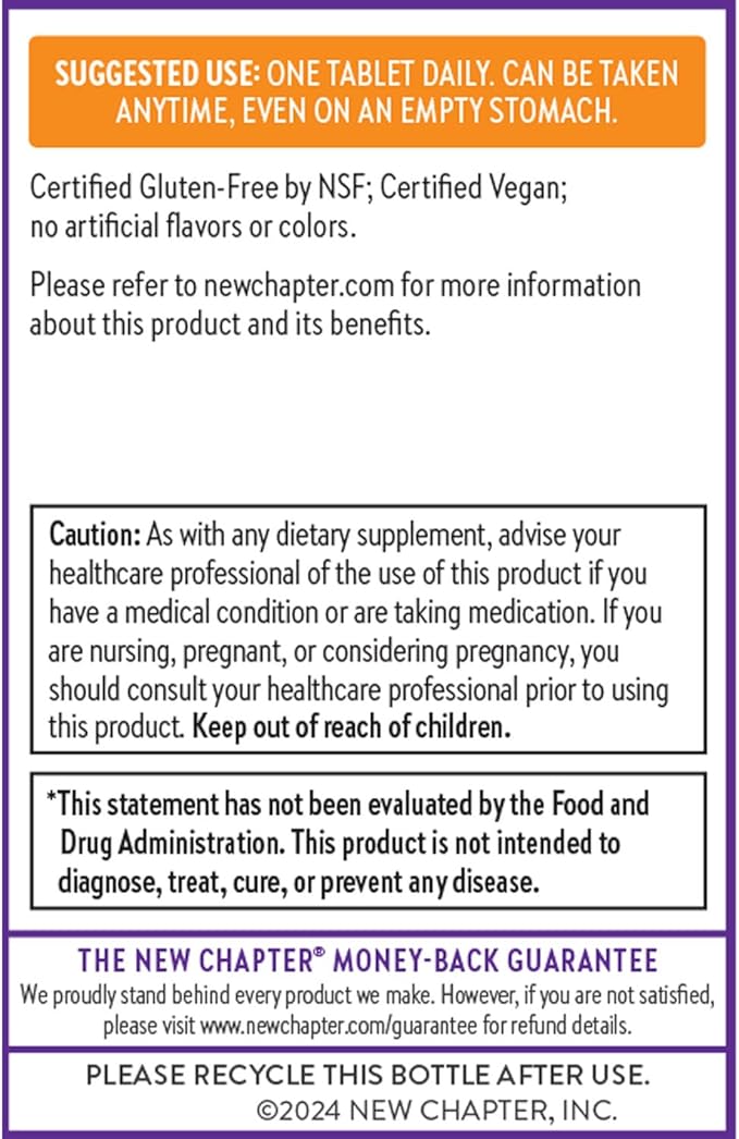 New Chapter Fermented Vitamin C + Elderberry, ONE Daily for Immune Support & Collagen Protection, Made with Organic Herbs, Certified Vegan, Gluten Free, 60 Count