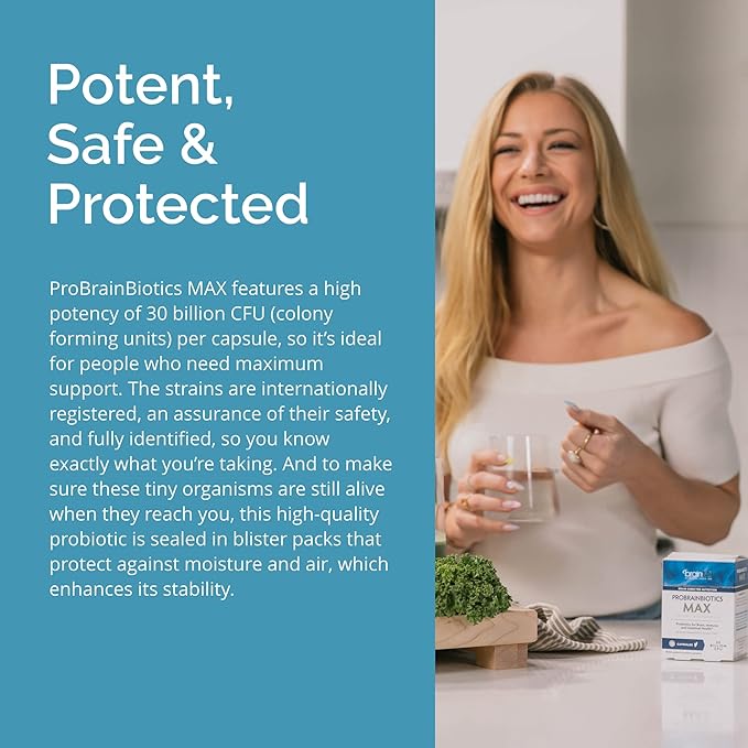 Dr Amen BrainMD ProBrainBiotics MAX - 30 Capsules - Probiotics for Brain, Immune & Intestinal Health - Gluten Free - 30 Servings