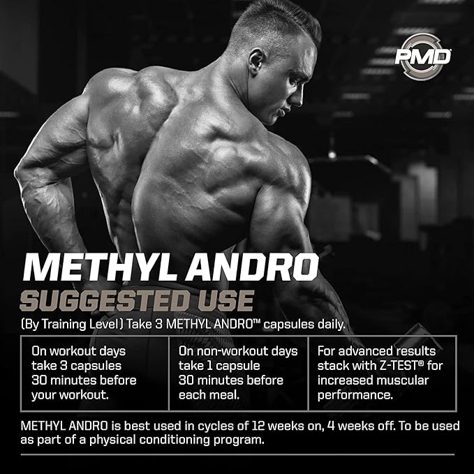 PMD Methyl Andro Hardcore - Support Testosterone for Lean Muscle & Strength Gains-Weightlifting and Workout Performance- Dietary Supplement (90 Capsules)