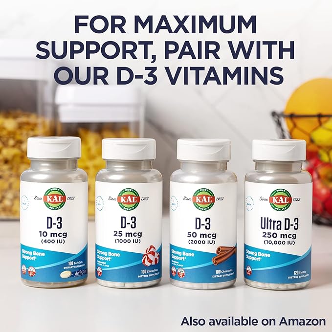 KAL Vitamin K2 MK7 ActivMelt 100 mcg, Vitamin K Supplement as Superior K2 MK7, Bone Health, Heart and Artery Health Support, Natural Raspberry Flavor, Vegan, Gluten Free, 60 Servings, 60 Micro Tablets