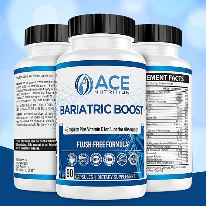 Bariatric Boost One-A-Day Multivitamin 90 Day Supply with 45mg Iron Post Gastric Bypass Sleeve Surgery | Non-GMO, Gluten Free, Bariatric Multivitamin Made in USA |