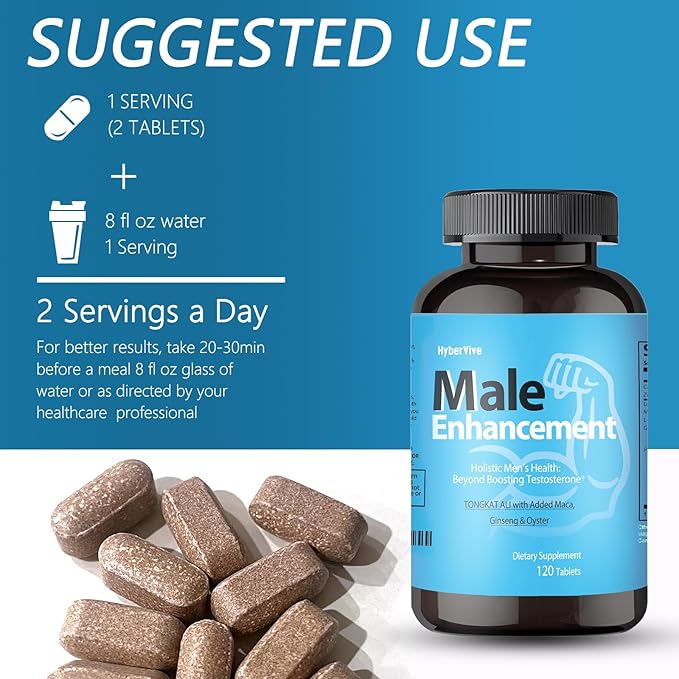 Testosterone Supplement for Men – Tongkat Ali, Maca, L-Arginine HCI& Ginseng for Energy, Stamina & Endurance, Non-GMO, Gluten-Free, 120 Tablets(60-Day Supply)