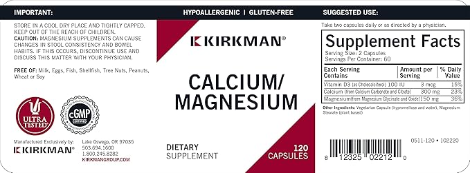 Calcium Magnesium Capsules - Hypo - 120 count