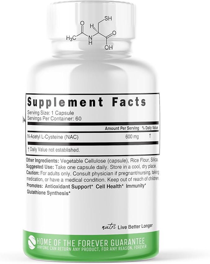 Nature's Fusions NAC Supplement N-Acetyl Cysteine - (2 Pack) NAC 600 mg - Anti Aging Supplement, Antioxidant Supplement, Liver and Lung Support, Boost Glutathione - N Acetyl Cysteine (120 Capsules)