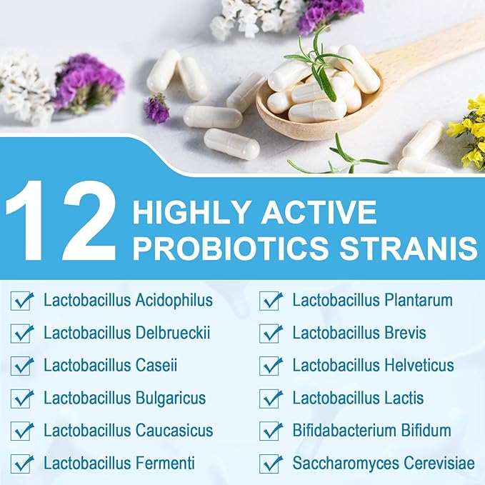 Probiotics for Women & Men - 300 Billion CFU Probiotic, 12 Strains Probiotics + 3 Organic Prebiotics, Daily Probiotics for Digestive Health, Gut, Immune, Constipation, Diarrhea, Bloating - 120 capsule