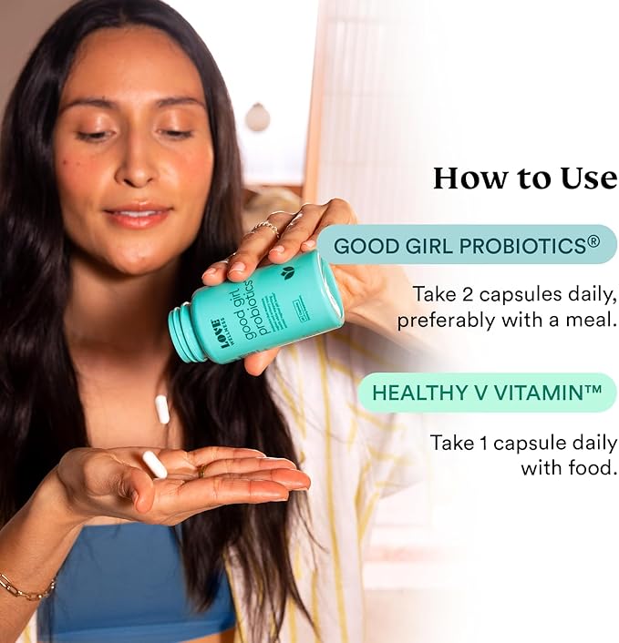 Love Wellness Good Girl Probiotics & Women's Healthy V Vitamin | Women's Vaginal Health Supplement | Vaginal Probiotics for Urinary Tract Health, pH Balance, Gut Health & Immune Support Supplement