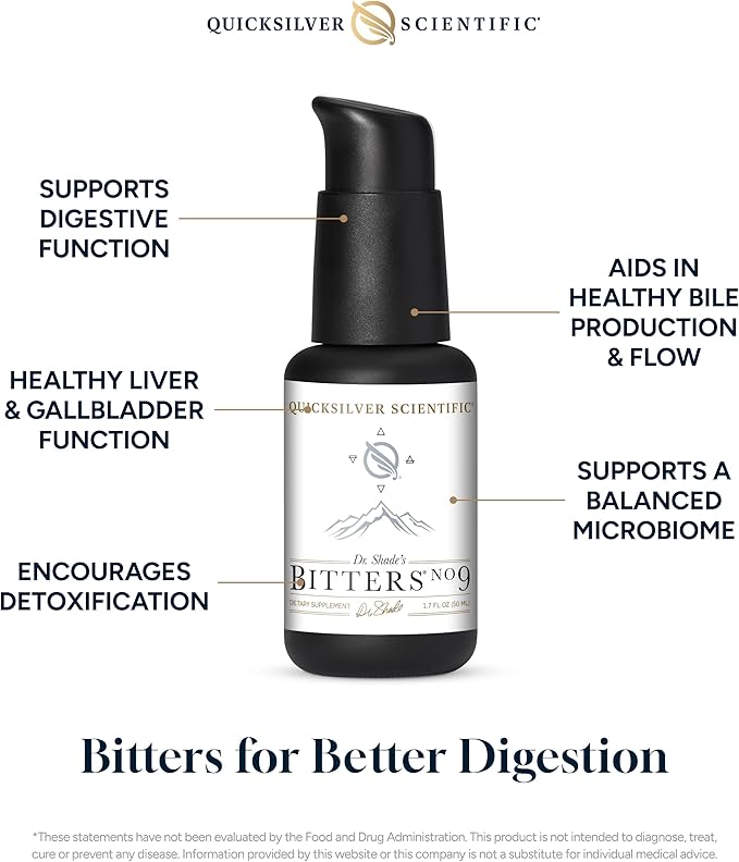 Quicksilver Scientific Dr. Shade's Bitters No. 9 - Bitters for Digestion - Fast Acting Liposomal Digestive Bitters with Milk Thistle, Burdock Root & Juniper Essential Oil - Digestive Support (50ml)