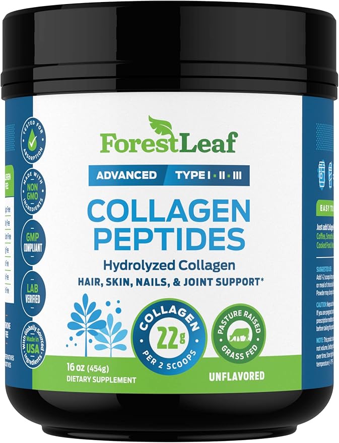 Collagen Peptides Powder Unflavored - Hydrolyzed Collagen Protein Powder Type 1, 2 & 3 - Grass Fed Keto Collagen Powder for Women & Men - Vital Hair, Skin, Nails, Joints, Recovery, 11g Per Serving