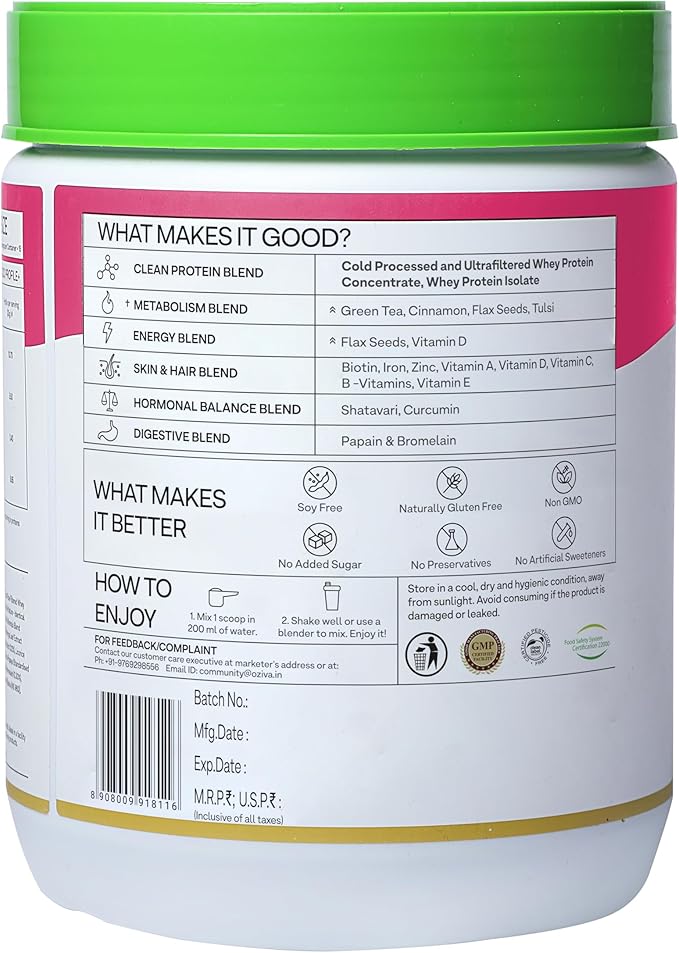 Protein & Herbs, Women with Multivitamins, Curcumin, Shatavari, Tulsi for Improved Metabolism, Hormonal Balance & Skin, Hair Health, 1.1 lbs, Cafe Mocha. Soy Free, Gluten Free, Non GMO
