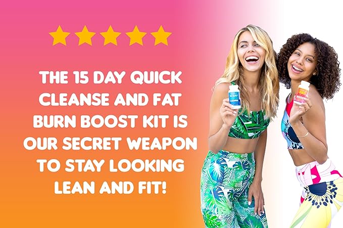 SkinnyBoost Fat Burn & 15 Day Quick Cleanse KIT-Vegan Capsules, Easy to Use: Detox, Supports Metabolism and Colon Cleanser, Made in The USA