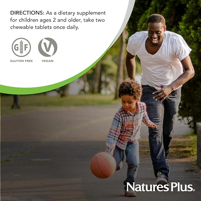 Natures Plus Animal Parade Gold Multivitamin Children’s Chewables - Cherry Flavor - 60 Chewable Animal-Shaped Tablets - with Vitamin D3, K2 & Probiotics - 30 Servings