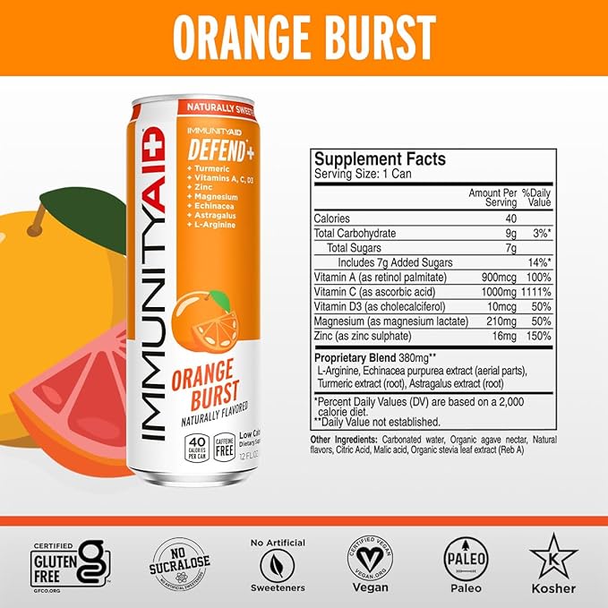 LIFEAID IMMUNITYAID Support Blend, Echinacea, Zinc, Astragalus and Vitamin C, IMMUNITY AID, 12 Fl Oz (Pack of 12)