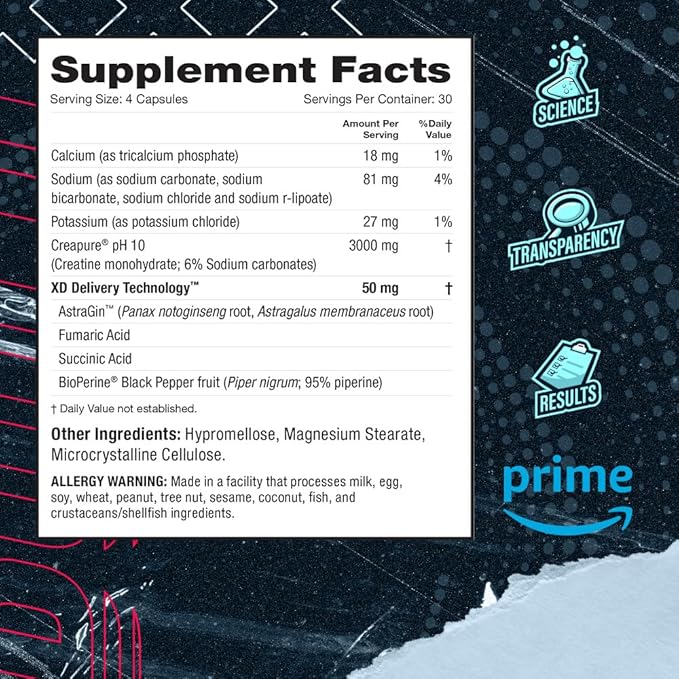 Blue Star Nutraceuticals CREA-TECH - Creapure Creatine Monohydrate - w/Electrolytes. Creatine + Electrolytes Capsules - Build Muscle and Increase Strength | 30 Day Supply - 120 Veggie Capsules