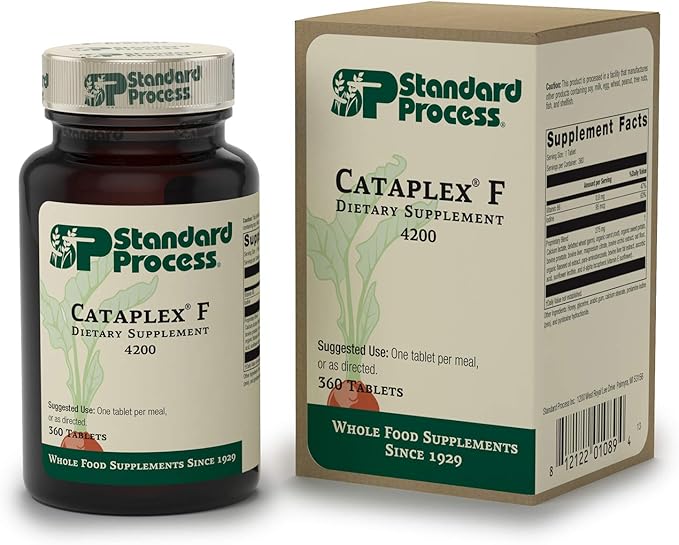 Standard Process Cataplex F - Whole Food Supplement, Thyroid Support, Metabolism, Skin Health, and Hair Health with Vitamin B6, Iodine, Flaxseed Oil - 360 Tablets