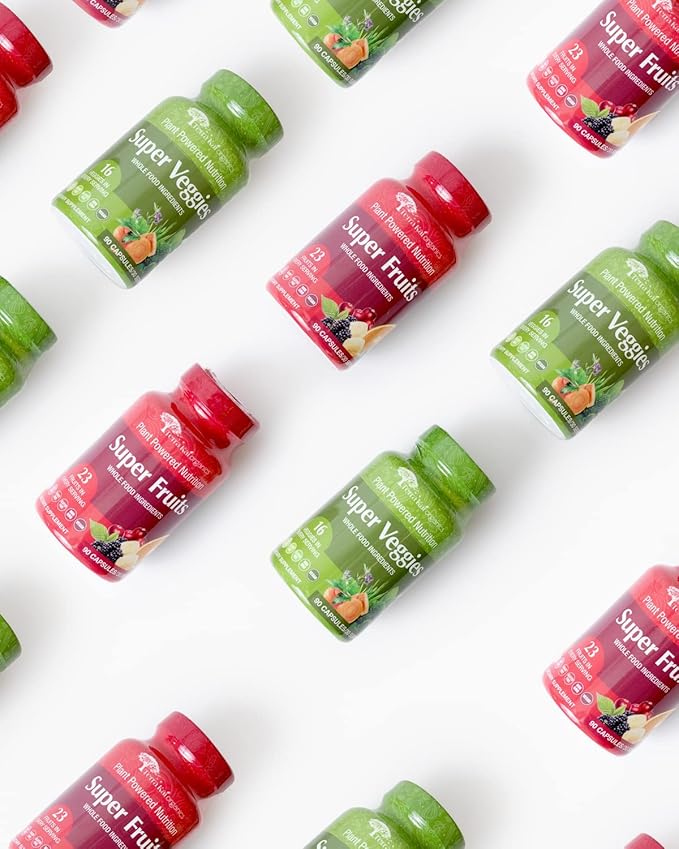 Júce Original Formula - Organic Super Fruit & Veggies Supplement - Gluten/Gelatin Free, Soy Free & Vegan- Reds & Greens Superfood Capsules- 23 Fruits & 16 Vegetables (180 Count)