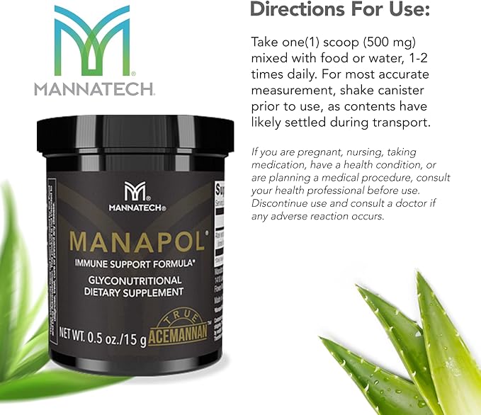 Mannatech Manapol Immune Support Formula for Immunity Support & Immunity Boost. Aloe Vera Powder Prebiotic for Digestive Health. Aloe Vera Drink for Immune Support Supplement 0.5oz/15g