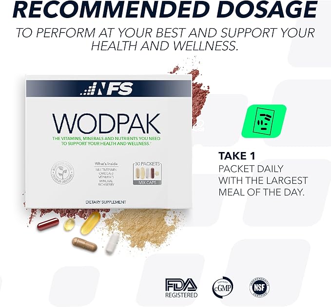 NF Sports WodPak Complete Daily Multivitamin for Men and Women, Soft-Gel Berry-Flavored Multivitamins with Vitamin D, Vitamin D3, Zinc, Omega 3, 30 Servings (Pack of 1)