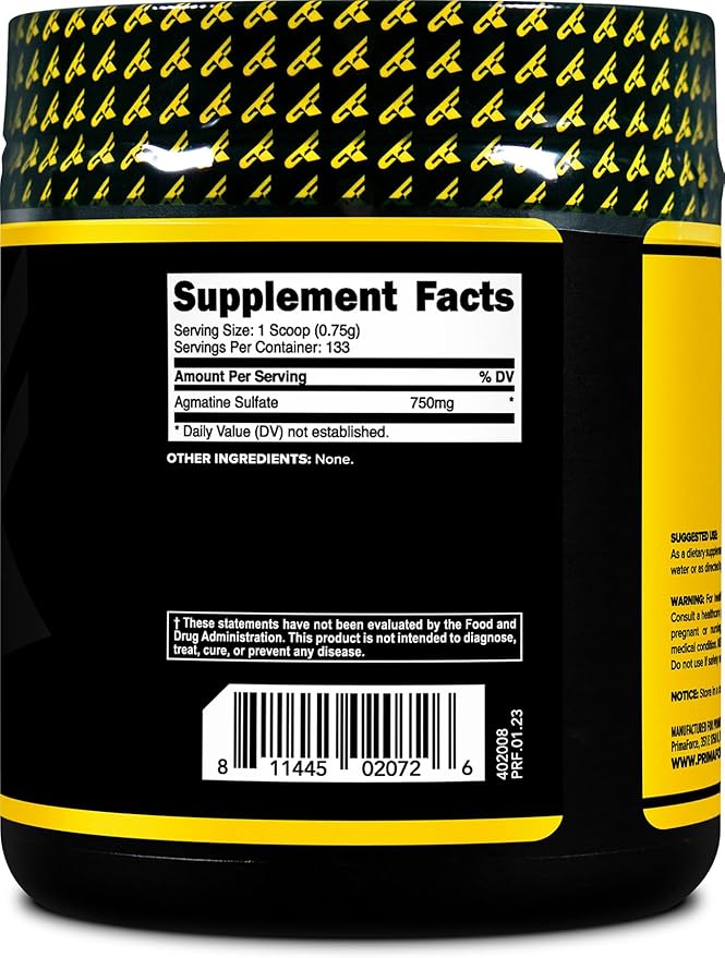 PrimaForce Agmatine Sulfate Powder Supplement, 100 Grams – Promotes Nitric Oxide Production / Enhances Performance