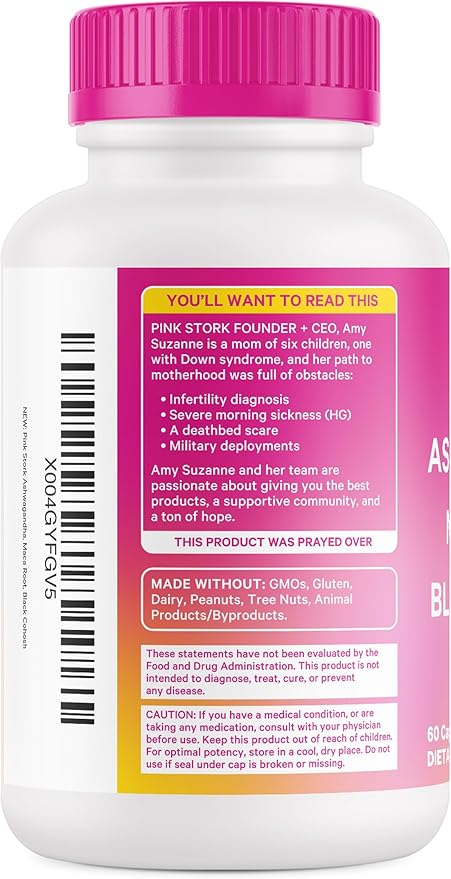 Pink Stork Ashwagandha, Maca Root, and Black Cohosh - Hormone Balance for Women - 9 Clinically-Studied Herbs for Perimenopause and Menopause - Hot Flashes, Mood Swings, Energy, 60 Capsules