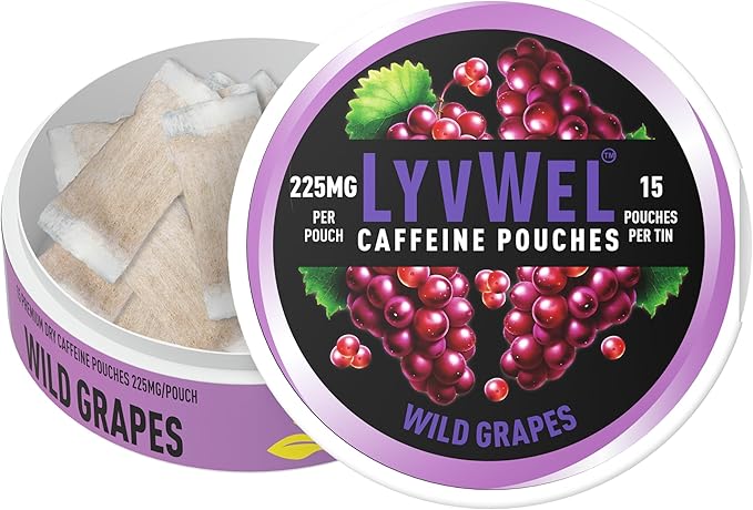 225mg Caffeine Energy Pouches | Nootropic Focus & Neuro Support | Tobacco-Free, Nicotine-Free, Quick Energy Solution | 5-Pack: 60 Pouches (5 Pack, Wild Grapes)