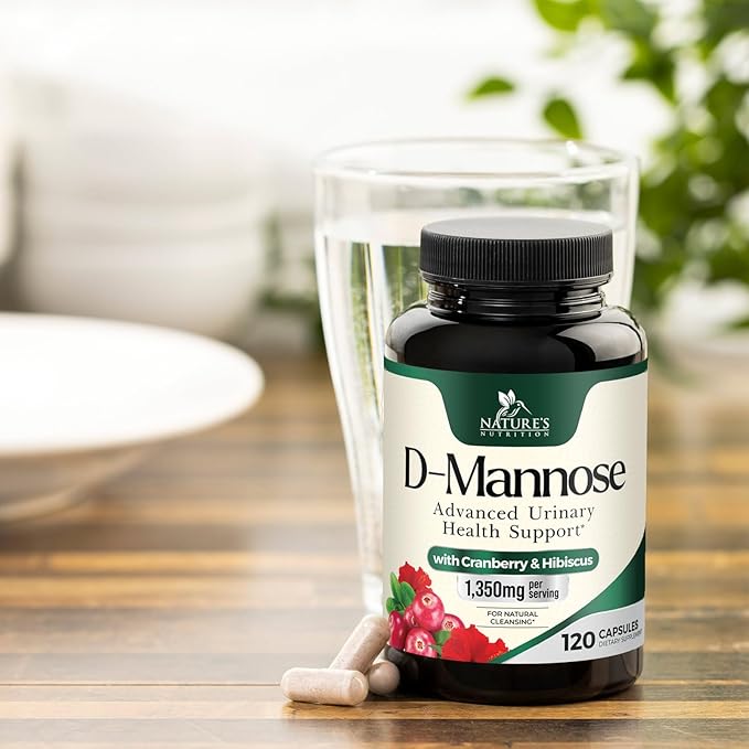 DMannose Pills with Cranberry 1350mg Advanced Formula - Effective Natural Bladder, Urinary Tract Health Support, Flush Impurities - D Mannose Supplements for Women & Men, Non-GMO, Vegan - 120 Capsules