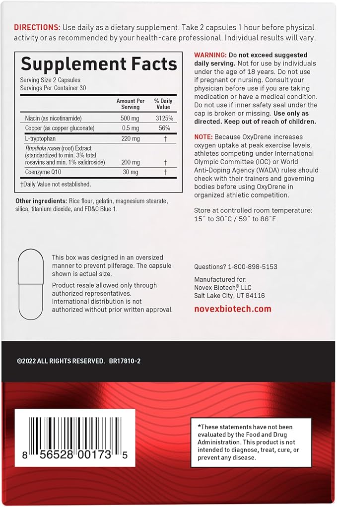 Novex Biotech Oxydrene NAD+ Enhancer - Natural Supplement Promoting Metabolism and Cardiovascular Support for Men and Women - (60 Capsules)