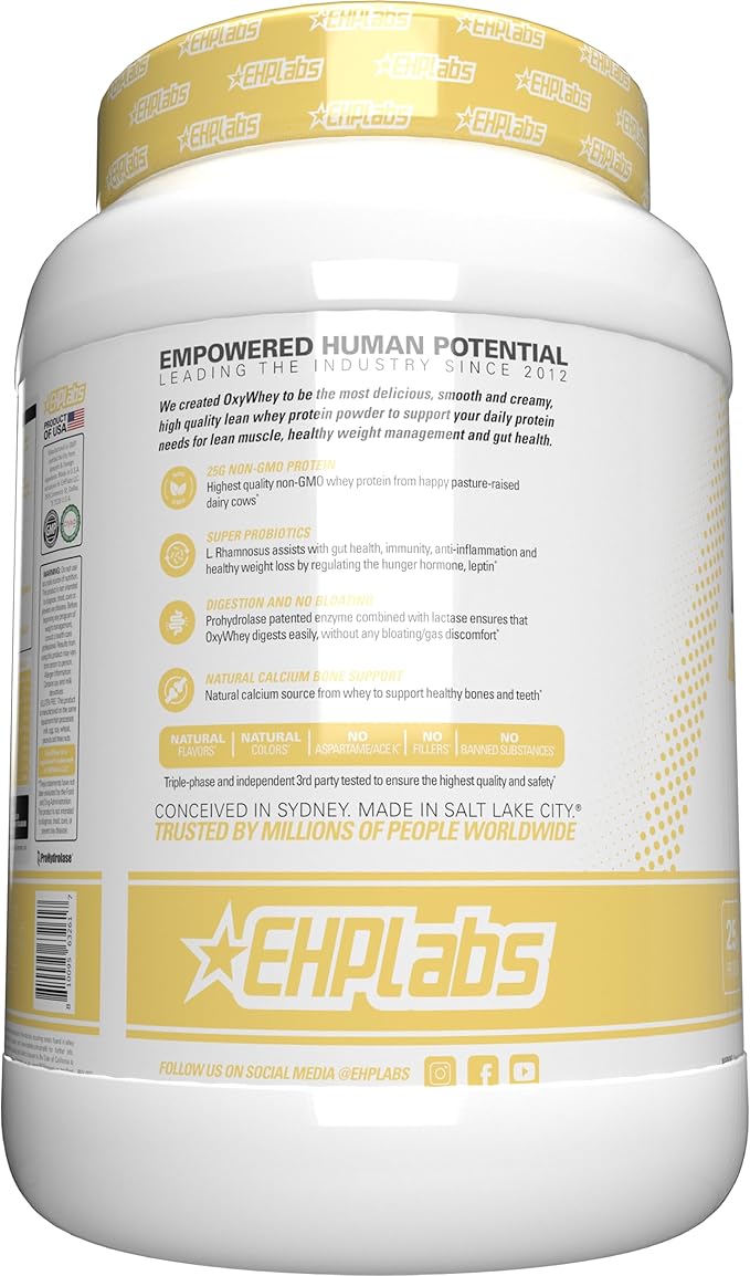 EHP Labs OxyWhey Whey Protein Isolate Powder - 25g of Whey Isolate Protein Powder, Meal Replacement Shake, Sugar Free Protein Powder - 25 Serves (Banana)