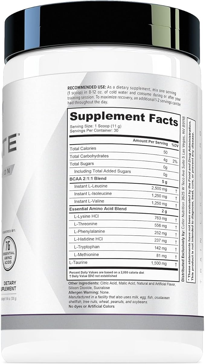 Generate EAA and BCAA Powder: Best Post Workout Recovery Drink and Branched Chain Amino Acids Supplement with Essential Amino Acids, 5g BCAAs, 2g EAAs | BlackBerry Lemonade, 30 Servings