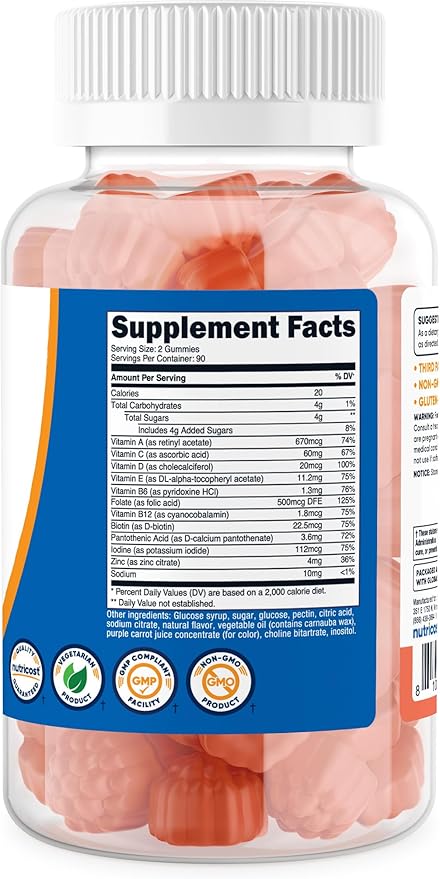 Nutricost Multivitamin Gummies 180 Gummies (Mixed Berry Flavored Gummies) - 90 Serv, Gluten Free, Non-GMO, and Vegetarian Friendly