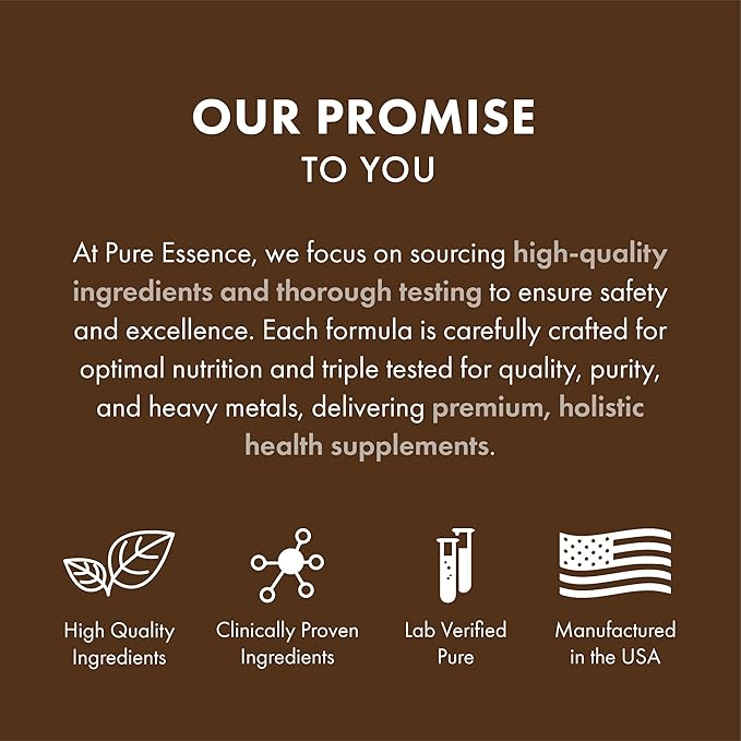 PURE ESSENCE LABS MyPure Lion's Mane 4X - Ultra Strength Brain Support Supplement with 6:1 Hot Water Extract & 10:1 Extract for Cognitive Health, Focus, Memory & Mental Clarity, 60 Capsules