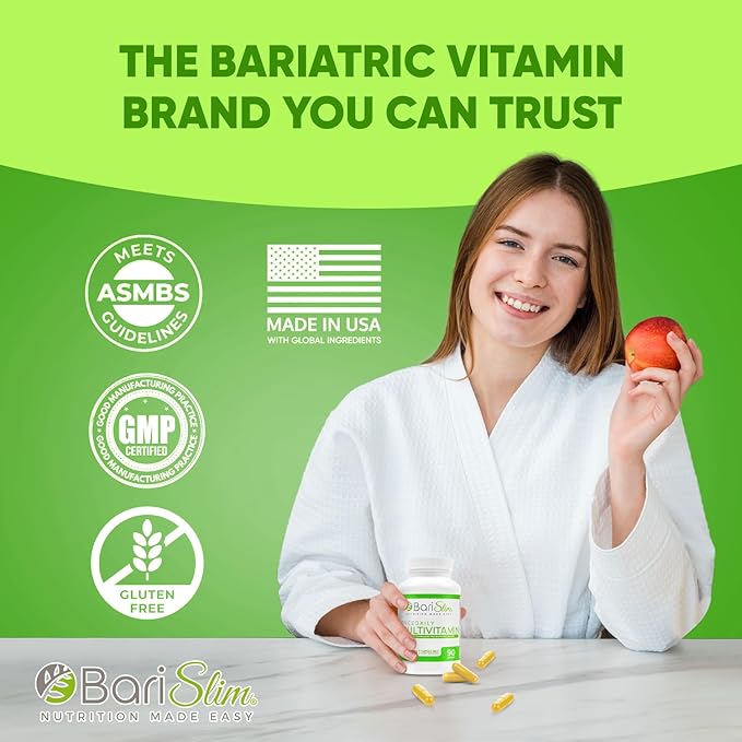 BariSlim Once Daily Bariatric Multivitamin Capsule - 45mg of Iron - Bariatric Vitamin & Supplement for Post Bariatric Surgery Including Gastric Bypass & Gastric Sleeve | 90 Day Supply