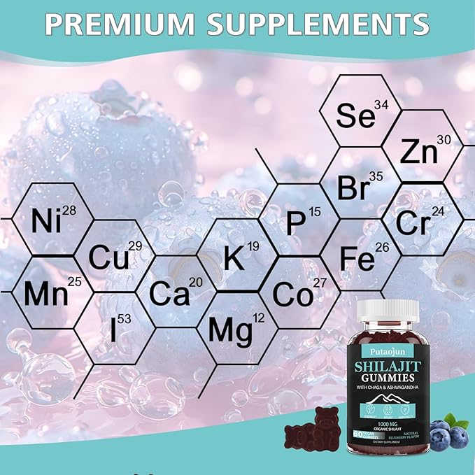 Shilajit Gummies for man & woman. Himalayan Shilajit or Shilajit Supplement. 3rd Party Tested.1000mg Pure Shilajit, 200mg Ashwagandha, 200mg Chaga,100mg Ginseng,100mg Saw Palmatto, 60mg Black Seed Oil