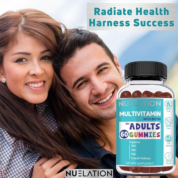 Men & Women Multivitamin Gummies. A well rounded daily gummy multivitamins with Biotin 5000 mcg. Non-GMO, 60 Count, 30 Servings. Multi Vitamin for adults for Immune Support, Overall Wellness